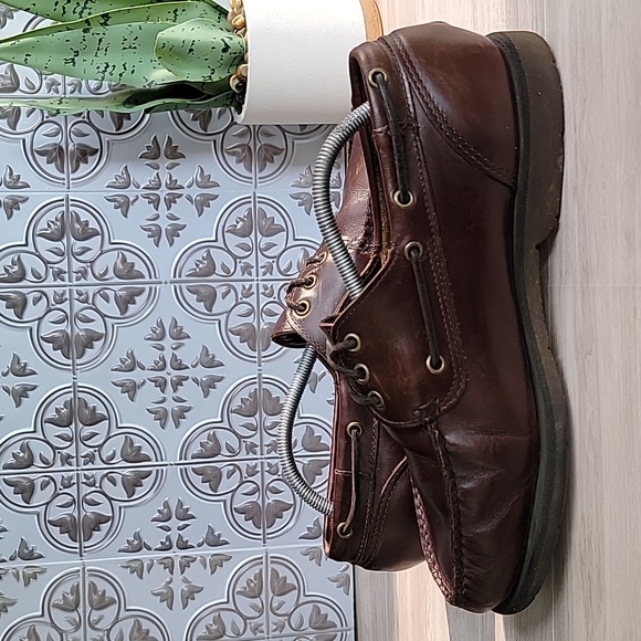 Hitchcock by Sebago 3 Eye Leather Moccasins/Oxford Boat Shoe Brown Sz 10 5E WIDE - Picture 6 of 13